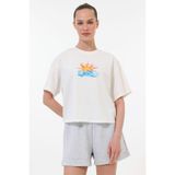 Kinetix WL ANWAR 11BT264 5FX Ekru Kadın Kısa Kol T-Shirt