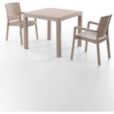 King 2 Kişilik Rattan Masa Sandalye Takımı Cappuccino