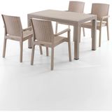 King 4 Kişilik Rattan Masa Sandalye Takımı Cappuccino Cappuccino