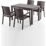 King 4 Kişilik Rattan Masa Sandalye Takımı Kahve - Kahverengi