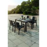 King 4 Kişilik Rattan Masa Sandalye Takımı Siyah Siyah