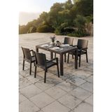 King 4 Kişilik Rattan Masa Sandalye Takımı Siyah