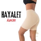 King Bee Dikişsiz Iz Bırakmaz Göbek Basen Bacak Toparlayıcı ve Sıkılaştırıcı Lazer Kesim Kısa Şort Korse Ten Renk - L - XL - Bej - Ten