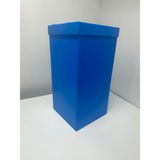 King Karton Plastik Sıfır Atık Geri Dönüşüm Kutusu Kapaklı - Mavi Renk - 35 cm x 35 cm x 70 cm