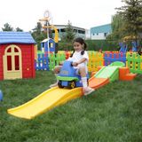 King Kids Arabalı Platform Set | Anaokulu ve Bahçeye Uygun Kaydıraklı Araba Pisti - Çocuk Oyun Parkı - Mavi