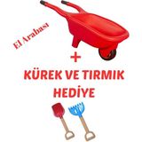 King Kids El Arabası + Kürek ve Tırmık Hediye Set - Kırmızı