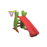 King Kids Plastik Kaydıraklı Potalı Salıncak Çocuk Oyun Malzemeleri Teddy Kırmızı Mavi Kaykay