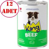 King Köpek Konservesi Sos İçerisinde Dana Etli Et Parçacıklı 400 Gr 12 Ad