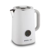 King KSI386 Arya Dijital Su Isıtıcı | 1,7L, 1500W, Dokunmatik Panel, El Yakmaz Çelik Kettle, 4 Isı Modu (Beyaz)
