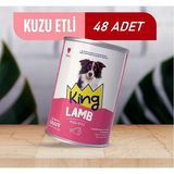 King Kuzu Etli Köpek Konservesi 400 Gr Yetişkin Köpekler İçin Soslu Et Parçacıkları 48 Adet