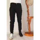 KING SEZAR Erkek Kot Pantolon Siyah Slim Fit Likralı Dar Paça Pamuklu Erkek Kot Pantolon