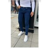 KING SEZAR Erkek Mavi Düz Slim Fit Likralı Düz Paça Kot Pantolon