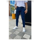 KING SEZAR Erkek Mavi Düz SLİMFİT Likralı Kot Jeans-Erkek Kot Pantolon