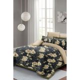 King Size Çiçek Desenli Nefti Nevresim Takımı 3D Pamuk Saten 220X240CM, MONOHOME44985 - Renkli - 100 x 100 cm