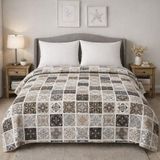King size Desenli Pike Yatak Örtüsü Çift Kişilik 240x260 cm Fayans