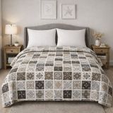 King Size Desenli Pike Yatak Örtüsü Çift Kişilik 240x260 Cm Kahverengi