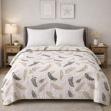 King size Desenli Pike Yatak Örtüsü Çift Kişilik 240x260 cm Siyah tüy