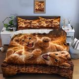 King Size Nevresim Takımı Kahverengi Aslan Nevresim Fermuarlı Nevresim Takımı Aldults Çocuklar Için Yumuşak Hipoalerjenik Mikrofiber Yorgan Kılıfı 230