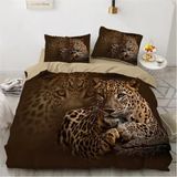 King Size Nevresim Takımı Kahverengi Leopar Baskılı Fermuarlı Nevresim Takımı Aldults Çocuklar Için Yatak Seti Yumuşak Hipoalerjenik Mikrofiber Yorgan - Renkli - 100 x 100 cm