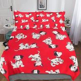 King Size Nevresim Takımı Kırmızı Dalmaçyalı Nevresim Fermuarlı Kapamalı Yatak Seti Aldults Çocuklar Için Yumuşak Hipoalerjenik Mikrofiber Yorgan Kılı - Renkli - 100 x 100 cm