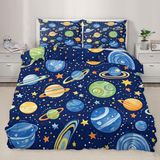 King Size Nevresim Takımı Koyu Mavi Uzay Yorgan Kılıfı Fermuarlı Yatak Seti Aldults Çocuklar Için Yumuşak Hipoalerjenik Mikrofiber Yorgan Kılıfı 230X2 - Renkli - 100 x 100 cm