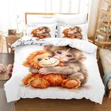 King Size Nevresim Takımı Maymun Nevresim Takımı Fermuarlı Yatak Seti Aldults Çocuklar Için Yumuşak Hipoalerjenik Mikrofiber Yorgan Kılıfı 230X220 cm - Renkli - 100 x 100 cm