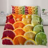 King Size Nevresim Takımı, Meyve Limon Nevresim Takımı, Fermuarlı Kapamalı Yatak Seti, Aldults Çocuklar Için Yumuşak Hipoalerjenik Mikrofiber Yorgan K - Renkli - 100 x 100 cm