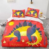 King Size Nevresim Takımı Sarı Dinozor Nevresim Fermuarlı Yatak Seti Aldults Çocuklar Için Yumuşak Hipoalerjenik Mikrofiber Yorgan Kılıfı 230X220 cm +