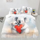 King Size Nevresim Takımı, Sevimli Koala Nevresim Takımı, Fermuarlı Kapamalı Yatak Seti, Aldults Çocuklar Için Yumuşak Hipoalerjenik Mikrofiber Yorgan - Renkli - 100 x 100 cm