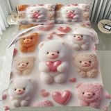 King Size Nevresim Takımı Sevimli Oyuncak Ayı Nevresim Takımı Fermuarlı Yatak Seti Aldults Çocuklar Için Yumuşak Hipoalerjenik Mikrofiber Yorgan Kılıf