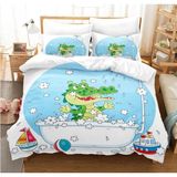 King Size Nevresim Takımı Sevimli Timsah Nevresim Takımı Fermuarlı Yatak Seti Aldults Çocuklar Için Yumuşak Hipoalerjenik Mikrofiber Yorgan Kılıfı 230