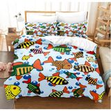 King Size Nevresim Takımı, Tropikal Balık Nevresim Takımı, Fermuarlı Kapamalı Yatak Seti, Aldults Çocuklar Için Yumuşak Hipoalerjenik Mikrofiber Yorga - Renkli - 100 x 100 cm
