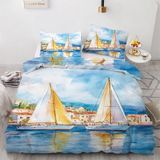 King Size Nevresim Takımı, Yelkenli Tekne Nevresim Takımı, Fermuarlı Yatak Seti, Aldults Çocuklar Için Yumuşak Hipoalerjenik Mikrofiber Yorgan Kılıfı
