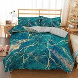 King Size Nevresim Takımı Yeşil Mermer Nevresim Fermuarlı Nevresim Takımı Aldults Çocuklar Için Yumuşak Hipoalerjenik Mikrofiber Yorgan Kılıfı 230X220