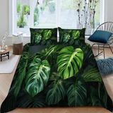 King Size Nevresim Takımı Yeşil Monstera Fermuarlı Nevresim Takımı Aldults Çocuklar Için Yatak Seti Yumuşak Hipoalerjenik Mikrofiber Yorgan Kılıfı 230