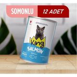 King Somonlu Et Parçacıklı Kedi Konservesi 400 Gr*12 Adet Lezzetli Mama Segmenti