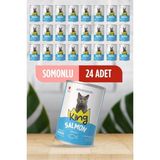 King Somonlu Et Parçacıklı Kedi Konservesi 400 Gr*24 Adet Lezzetli Soslu Mama