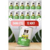 King Sos İçerisinde Et Parçacıklı Dana Etli 12x400 gr Köpek Konservesi