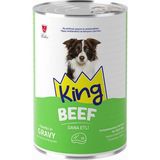 King Sos İçerisinde Et Parçacıklı Dana Etli 400 gr Köpek Konservesi