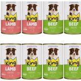King Sos İçerisinde Et Parçacıklı Dana Etli / Kuzu Etli Köpek Konservesi 400 G X 12 Adet