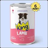 King Sos İçerisinde Et Parçacıklı Kuzu Etli 6x400 gr Köpek Konserve Maması
