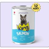 King Sos İçerisinde Et Parçacıklı Somonlu 12x400 gr Kedi Konservesi