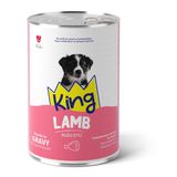 King Sos İçinde Et Parçacıklı Kuzu Etli Yavru Köpek Konserve Maması 400g