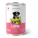 King Sos İçinde Et Parçacıklı Kuzu Etli Yavru Köpek Konserve Maması 400g