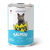 King Sos İçinde Et Parçacıklı Somonlu Yetişkin Kedi Konserve Maması 400g