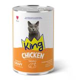 King Sos İçinde Et Parçacıklı Tavuklu Yetişkin Kedi Konserve Maması 400g