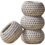 King Zoo Kalın 4lü Rattan Peçete Halkası - Beyaz - Standart