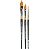Kingart Altın Oval Yuvarlak Çiçek Yaprağı 3 Parça Set, Altın Taklon Sanatçı Fırçaları