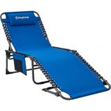 Kingcamp Berlin Classic Comfort Lounge 5 Kademeli Katlanır Şezlong ve Kampet Blue - Katlanmış Boyut: 76 x 15 x 60 cm - Mavi
