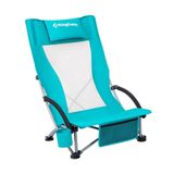 KingCamp Highback Beach Chair | Kafalıklı kamp sandalyesi, saklama cebi bardak tutucu ve file sırtlık, plaj, kamp, festival, dış mekan için
